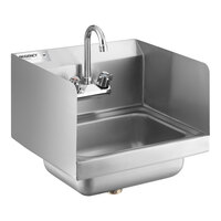 Regency 17" x 15" Wall-Mounted Hand Sink with Gooseneck Faucet and Side Splash