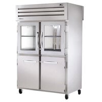True STA2RPT-2HG/2HS-2G-HC Spec Series 52 5/8" Glass and Solid Front Half Door / Glass Back Full Door Pass-Through Refrigerator with Chrome-Plated Shelves