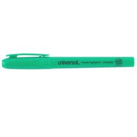 Universal UNV08852 Fluorescent Green Chisel Tip Pen Style Highlighter with Pocket Clip - 12/Box