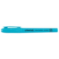 Universal UNV08854 Fluorescent Blue Chisel Tip Pen Style Highlighter with Pocket Clip - 12/Pack