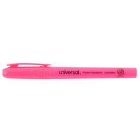 Universal UNV08855 Fluorescent Pink Chisel Tip Pen Style Highlighter with Pocket Clip - 12/Box