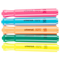 Universal UNV08860 Chisel Tip Desk Style Highlighter, Fluorescent Color Assortment - 5/Set