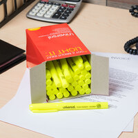 Universal UNV08856 Fluorescent Yellow Chisel Tip Pen Style Highlighter with Pocket Clip - 36/Pack