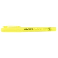 Universal UNV08851 Fluorescent Yellow Chisel Tip Pen Style Highlighter with Pocket Clip - 12/Box