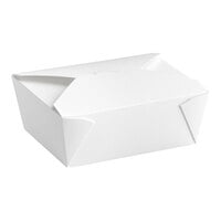 Choice White Microwavable Folded Paper #8 Take-Out Container 6" x 4 3/4" x 2 1/2" - 50/Pack