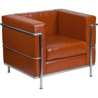 Flash Furniture ZB-REGAL-810-1-CHAIR-COG-GG Hercules Regal Cognac Contemporary Leather Chair with Stainless Steel Frame