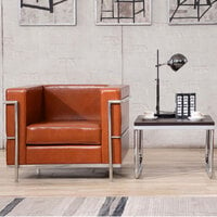Flash Furniture ZB-REGAL-810-1-CHAIR-COG-GG Hercules Regal Cognac Contemporary Leather Chair with Stainless Steel Frame