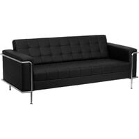 Flash Furniture ZB-LESLEY-8090-SOFA-BK-GG Hercules Lesley Black Contemporary Leather Sofa with Stainless Steel Frame