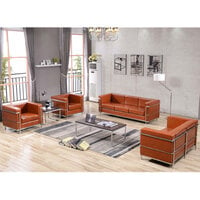 Flash Furniture ZB-REGAL-810-2-LS-COG-GG Hercules Regal Cognac Contemporary Leather Loveseat with Stainless Steel Frame