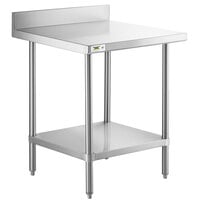 Regency 30 inch x 30 inch 16-Gauge Stainless Steel Commercial Work Table with 4 inch Backsplash and Undershelf