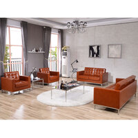 Flash Furniture ZB-LACEY-831-2-LS-COG Hercules Lacey Cognac Contemporary Leather Loveseat with Stainless Steel Frame