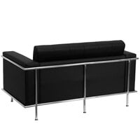 Flash Furniture ZB-LESLEY-8090-LS-BK-GG Hercules Lesley Black Contemporary Leather Loveseat with Stainless Steel Frame