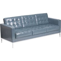 Flash Furniture ZB-LACEY-831-2-SOFA-GY-GG Hercules Lacey Gray Contemporary Leather Sofa with Stainless Steel Frame