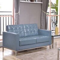 Flash Furniture ZB-LACEY-831-2-LS-GY-GG Hercules Lacey Gray Contemporary Leather Loveseat with Stainless Steel Frame