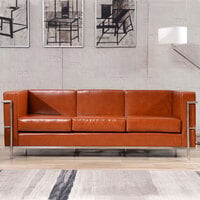 Flash Furniture ZB-REGAL-810-3-SOFA-COG-GG Hercules Regal Cognac Contemporary Leather Sofa with Stainless Steel Frame