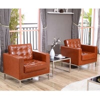 Flash Furniture ZB-LACEY-831-2-CHAIR-COG-GG Hercules Lacey Cognac Contemporary Leather Chair with Stainless Steel Frame