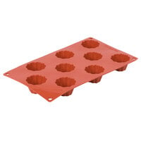 Matfer Bourgeat 257905 Gastroflex Orange Silicone 9 Compartment Brioche Mold - 2 1/16" x 2 1/16" x 1 3/8" Cavities