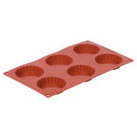 Matfer Bourgeat 257926 Gastroflex Orange Silicone 6 Compartment Fluted Tart Mold