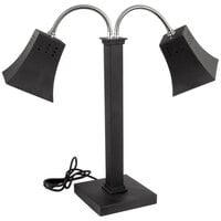Eastern Tabletop 9672MB Double Arm Black Steel Freestanding Heat Lamp with Square Shade and Adjustable Neck