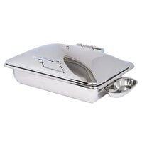 Eastern Tabletop 3935 Crown 8 Qt. Rectangular Stainless Steel Induction Chafer with Hinged Dome Cover
