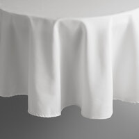 Intedge 83 inch Round Ivory 100% Polyester Hemmed Cloth Table Cover