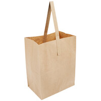 1 Peck Natural Brown Kraft Paper Produce Market Stand Bag with Handle - 50/Pack