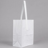 1/4 Peck Freshman White Kraft Paper Produce Market Stand Bag with Handle - 50/Pack