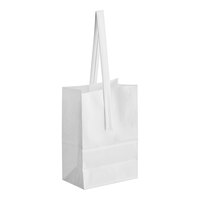 Choice 6" x 8" 1/4 Peck "Freshman" White Kraft Paper Produce Customizable Market Stand Bag with Handle - 50/Pack