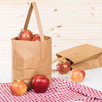 1/4 Peck Freshman Natural Brown Kraft Paper Produce Market Stand Bag with Handle - 50/Pack