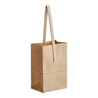 Choice 6" x 8" 1/4 Peck "Freshman" Natural Brown Kraft Paper Produce Customizable Market Stand Bag with Handle - 50/Pack
