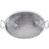 American Metalcraft G23 23 3/4 inch x 13 3/4 inch Oval Hammered Stainless Steel Griddle
