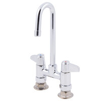 Equip by T&S 5F-4DLX03 Deck Mounted Faucet with 2 13/16" Gooseneck Spout, 4" Centers, Laminar Flow Device, and Lever Handles