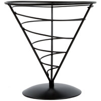 Tablecraft AC57 Vertigo Round Black Appetizer Wire Cone Basket - 5 inch x 7 inch