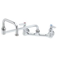 T&S B-0265 Wall Mounted Pantry Faucet with 8 inch Adjustable Centers, 18 inch Double-Jointed Swing Nozzle, and Eterna Cartridges
