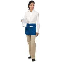 Chef Revival Royal Blue Poly-Cotton Customizable Waist Apron with 3 Pockets - 12 inchL x 24 inchW