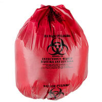 44 Gallon 37 inch x 50 inch Red Isolation Infectious Waste Bag / Biohazard Bag Linear Low Density 3.0 Mil - 25/Case