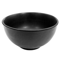 CAC 666-4-BK Japanese Style 4 3/4" Stoneware Rice Bowl - Solid Black Non-Glare Glaze - 36/Case