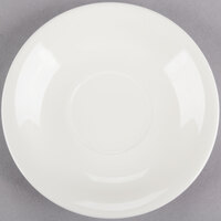 Choice 6 inch Ivory (American White) Wide Rim Rolled Edge Stoneware Saucer - 36/Case