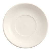 Acopa 6" Ivory (American White) Wide Rim Rolled Edge Stoneware Saucer - 36/Case