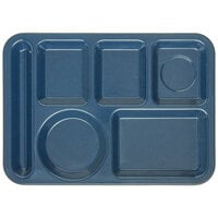 Carlisle 4398035 10 inch x 14 inch Cafe Blue Heavy Weight Melamine Left Hand 6 Compartment Tray