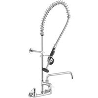Equip by T&S 5PR-8W12 Wall Mounted 35 3/4 inch High Pre-Rinse Faucet with 8 inch Adjustable Centers, 44 inch Hose, 12 inch Add-On Faucet, and 6 inch Wall Bracket