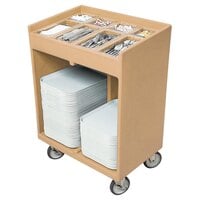 Cambro TC1418157 Coffee Beige Tray and Silverware Cart with Protective Vinyl Cover