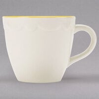 CAC 3.5 oz. Ivory (American White) Scalloped Edge China Espresso Cup with Gold Accent Band - 36/Case
