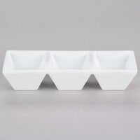 CAC CTY-77 Citysquare 10.5 oz. Bright White Porcelain 3-Compartment Divided Bowl - 24/Case