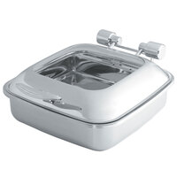 Vollrath 46135 6 Qt. Intrigue Square Induction Chafer with Glass Top and Porcelain Food Pan