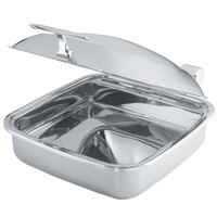 Vollrath 46135 6 Qt. Intrigue Square Induction Chafer with Glass Top and Porcelain Food Pan