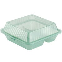 GET EC-09 9" x 9" x 3 1/2" Jade Green Customizable 3-Compartment Reusable Eco-Takeouts Container - 12/Case