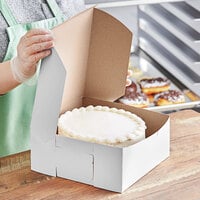 9 inch x 9 inch x 4 inch White Cake / Bakery Box - 10/Pack