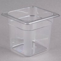 Cambro 66CW135 Camwear 1/6 Size Clear Polycarbonate Food Pan - 6 inch Deep
