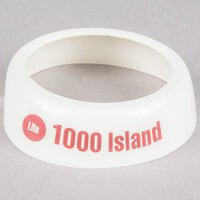 Tablecraft CM23 Imprinted White Plastic Lite 1000 Island Salad Dressing Dispenser Collar with Maroon Lettering